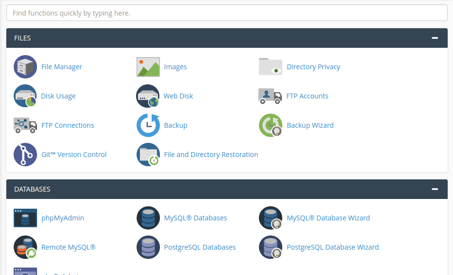 cPanel Dashboard